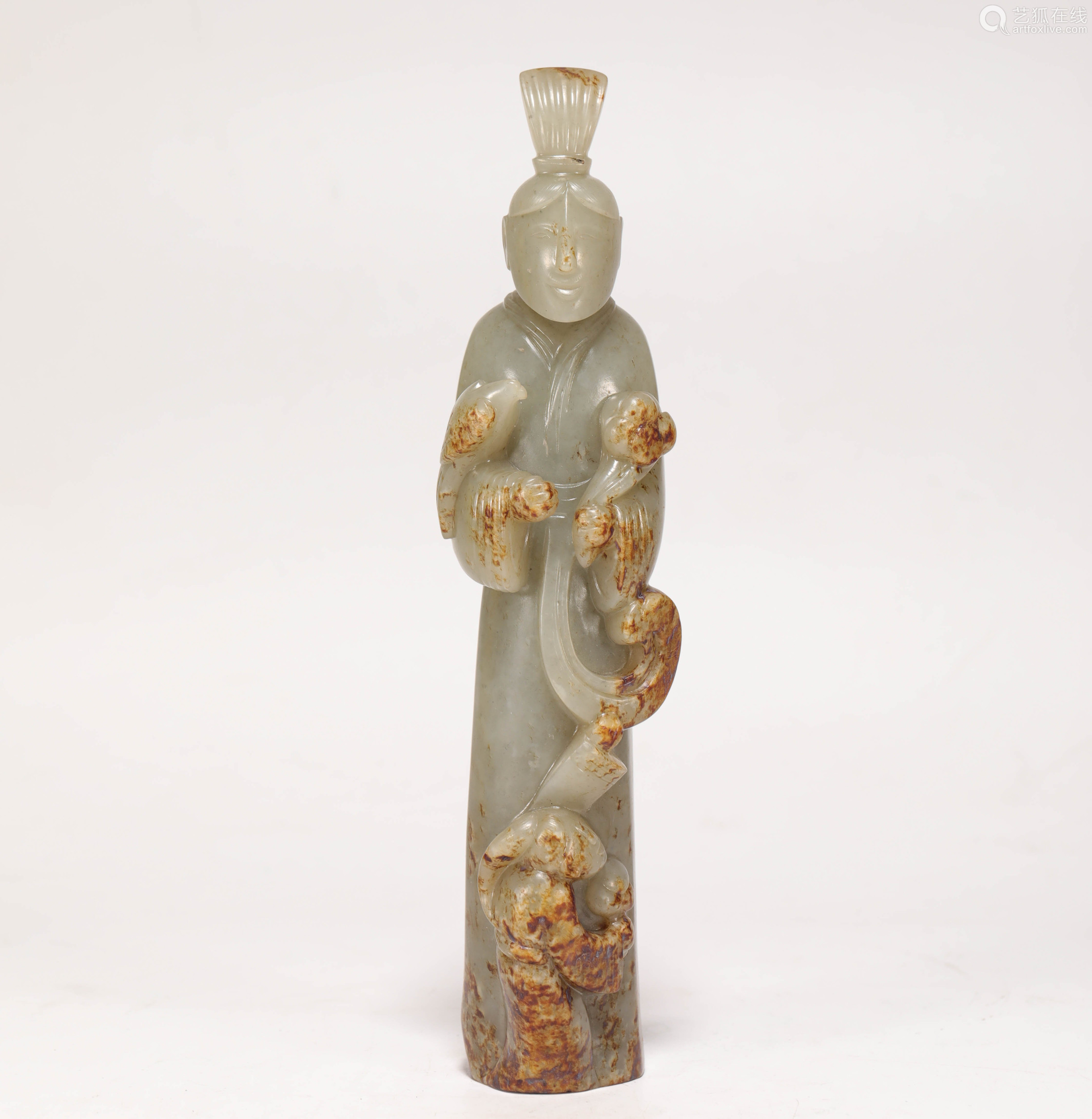 hetian jade human statue from han汉代和田玉人佣