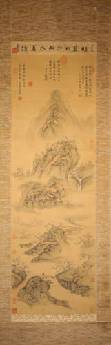 Ink Landscape Painting Silk Edition Vertical Scroll古代水墨画
山水图
绢本立轴