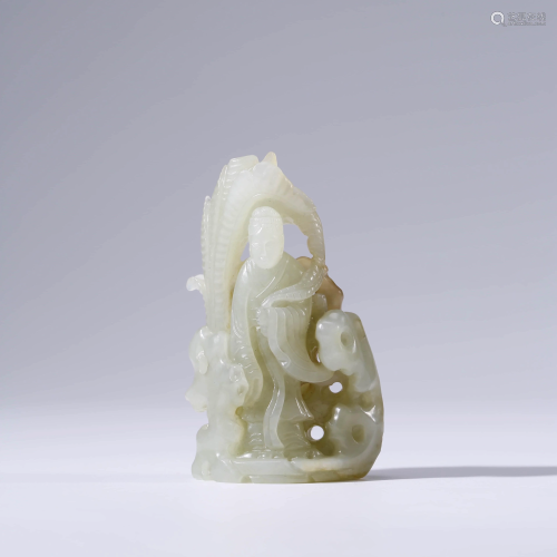A CHINESE WHITE JADE CARVING OF A MAN