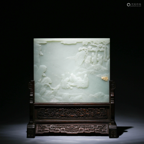A CHINESE WHITE JADE PEOPLE IN THE MOUNTAIN SCREEN &