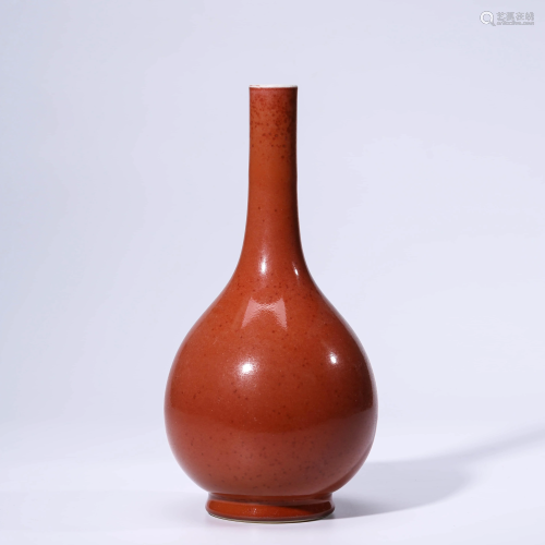 A CHINESE RED-GLAZED PORCELAIN VASE MARKED YONG Z…