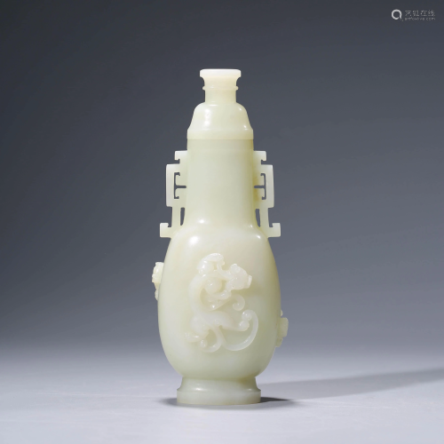 A CHINESE WHITE JADE VASE & COVER
