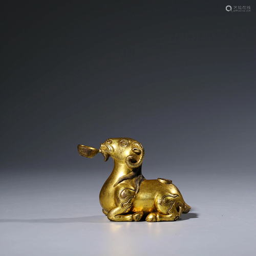 A CHINESE GILT-BRONZE RAM