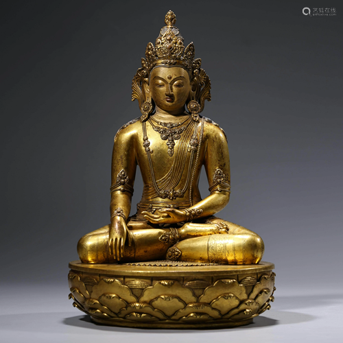 A CHINESE GILT-BRONZE BODHISATTVA STATUE