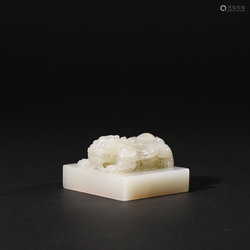 A CHINESE WHITE JADE SEAL