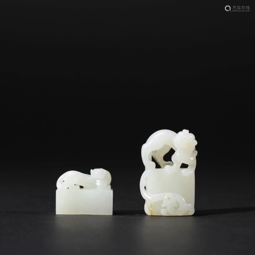 A SET OF CHINESE WHITE JADE SEALS