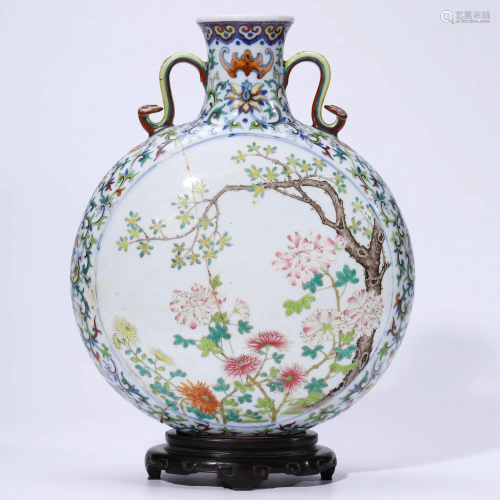 A CHINESE DOUCAI PORCELAIN POENY MOONFLASK & …