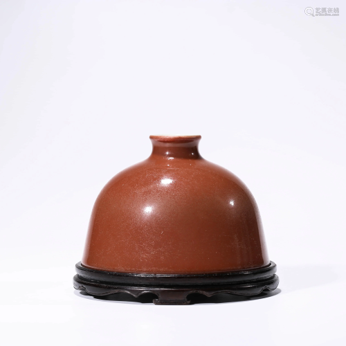 A CHINESE RED-GLAZED PORCELAIN WASHER & STAND MAR…