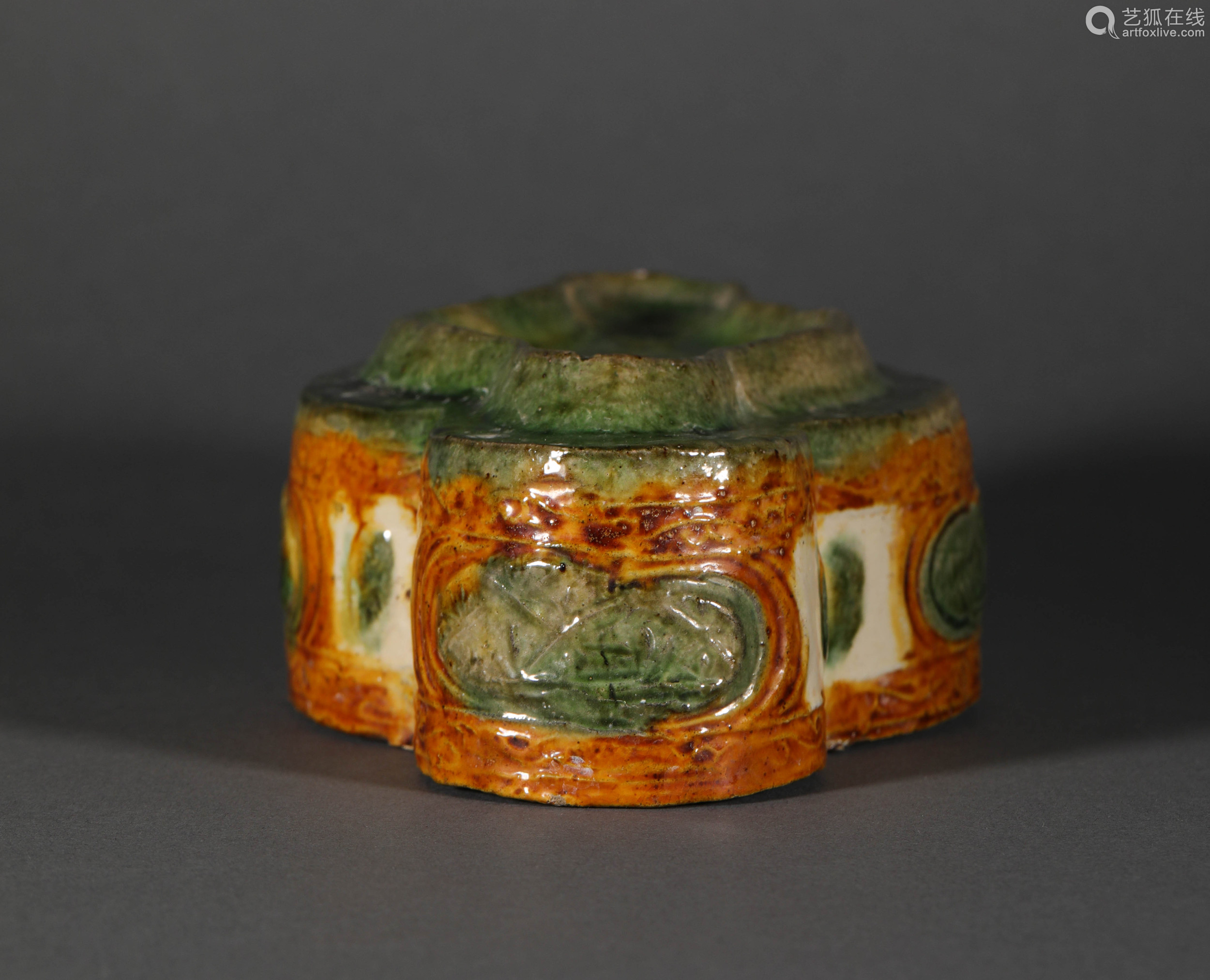 three colored inkstone from liao遼代三彩硯臺-【成交 價格 圖片】