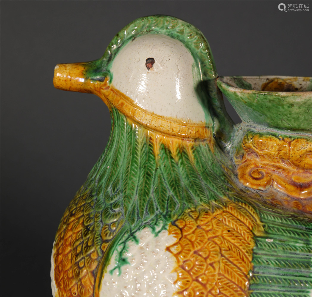 mandarin duck holding vase from liao遼代三彩鴛鴦執壺-【成交 價格