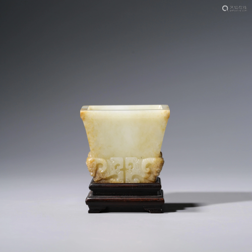 A CHINESE WHITE JADE WASHER & STAND