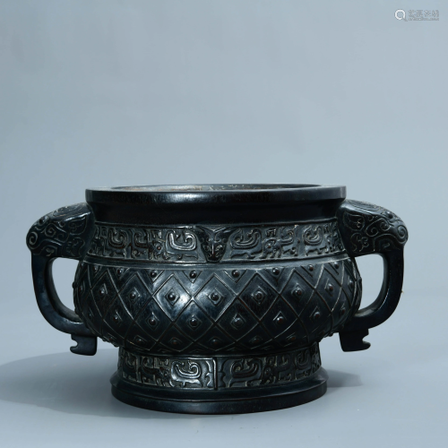 A CHINESE QING DYNASTY ZITAN CENSER