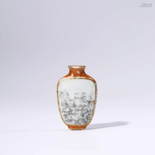 A CHINESE INK-GLAZED SNUFF BOTTLE MARKEDYONG ZHNEG