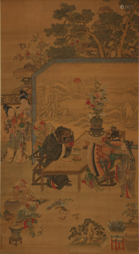 A CHINESE SCROLL PAINTING BY LENG MEI