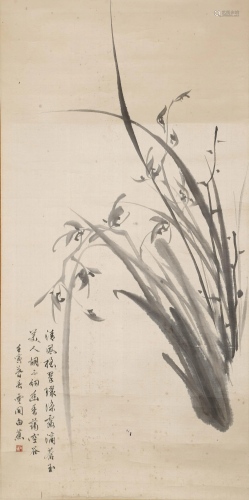 A CHINESE SCROLL PAINTING BY BAI JIAO