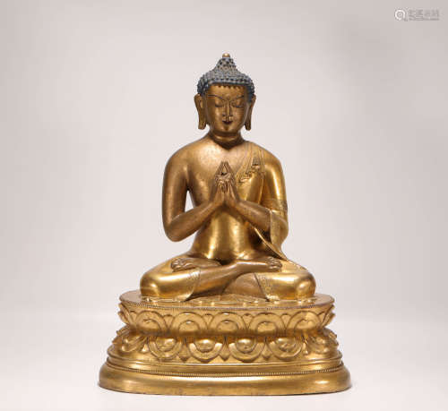 Copper and Golden Buddha Statue from Qing清代銅鎏金扎那巴扎爾大日如來