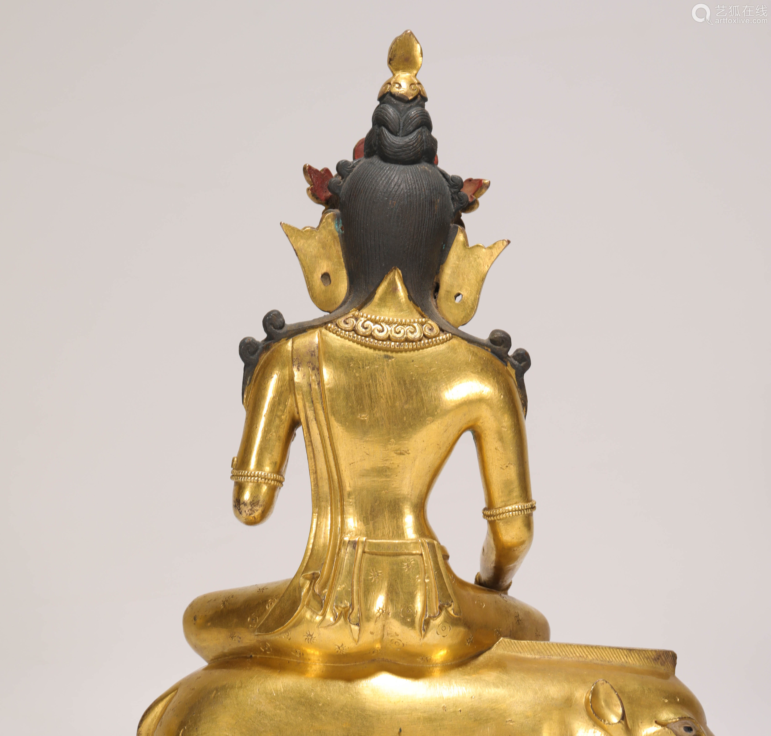 copperandgoldenbuddhastatuefromqing清代銅鎏金摩利支天佛造像