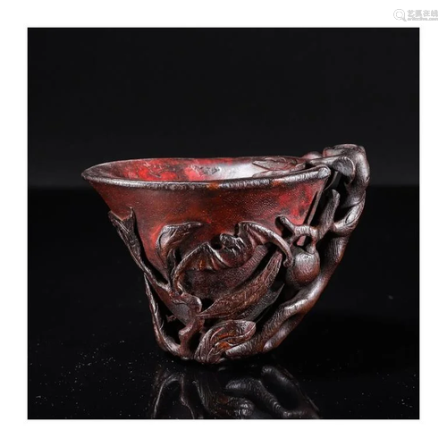 A Wood Carved Jue Cup