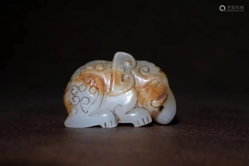 Hetian Jade Carved Elephant