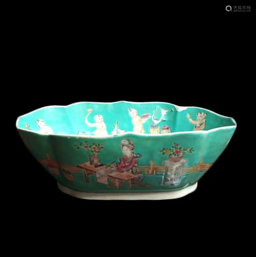 Qing Jiaqin Chinese Blue Glazed Porcelain Bowl