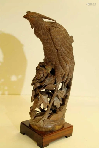 Qing Dynasty Bamboo Phoenix Carving