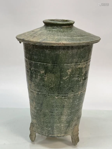 Han Dynasty Green Green Glazed Pottery Granary Jar