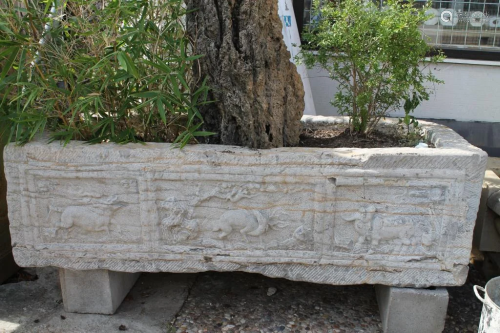 Large Carved Cement Planter