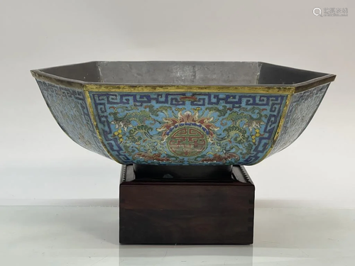 Qing Dynasty Qianlong Cloisonne Daffodil Pot