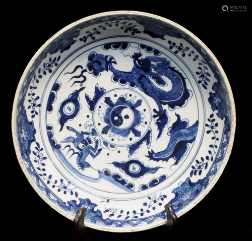 Chinese B&W Porcelain Plate