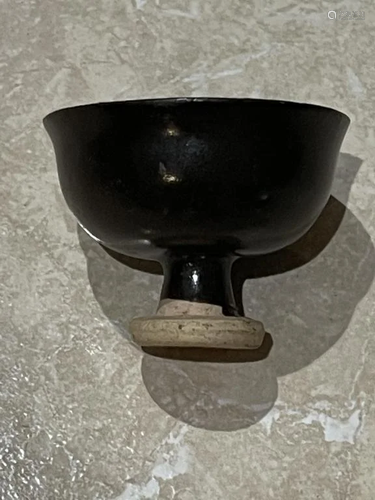 Song Dynasty Black Glazed Pottery Goblet Cup