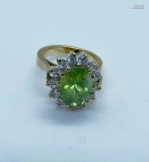 925 silver gold plated ring with gemstone Peridot