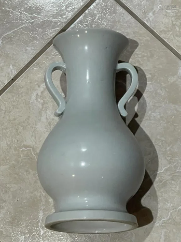 Ming Dynasty Celadon Double Eared Porcelain Vase