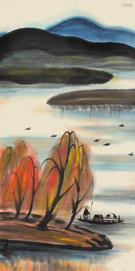 林风眠渔隐图纸本立轴
