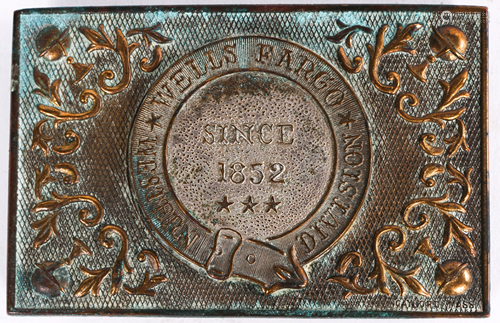 WELLS FARGO BRASS BELT BUCKLE BY EDWARD ROSE & CO.