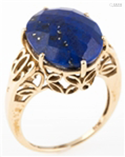 10K YELLOW GOLD LAPIS LAZULI FASHION RING