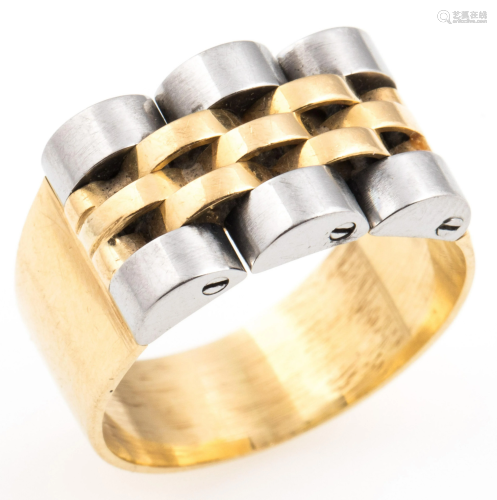 18K TWO-TONE YELLOW & WHITE GOLD ROLEX BAND RING