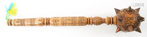 UKRAINIAN CARVED WOOD BULAWA CEREMONIAL MACE