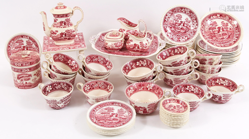 COPELAND SPODE'S TOWER RED TEA/COFFEE SET - 65 PIECES