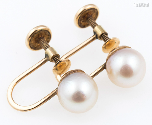 14K YELLOW GOLD PEARL EARRINGS WITH CLIP ON BACKS