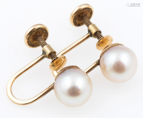14K YELLOW GOLD PEARL EARRINGS WITH CLIP ON BACKS