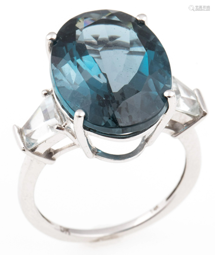 14K WHITE GOLD LONDON BLUE TOPAZ RING