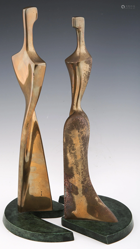 1988 ITZIK BENSHALOM BRONZE SCULPTURES - A PAIR