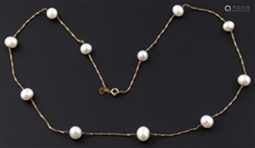 14K YELLOW GOLD FRESHWATER PEARL NECKLACE