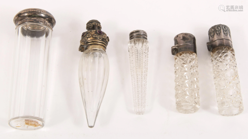 EARLY 20TH C. STERLING CAPPED PERFUME VIALS - LOT OF 5