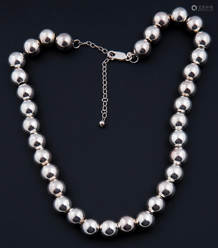 STERLING SILVER BEADED NECKLACE