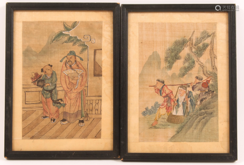 EARLY 20TH C. CHINESE SILK PAINTINGS - LOT OF 2