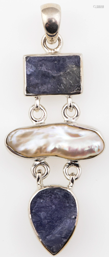 ARYO STERLING SILVER PEARL & AMETHYST PENDANT