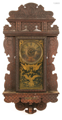LATE 19TH CENTURY E.N. WELCH WOODEN WALL CLOCK