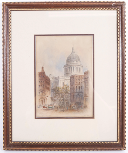 1889 EDWIN THOMAS DOLBY ST. PAUL'S WATERCOLOR - SIGNED