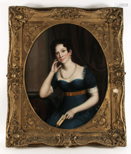 ROBERT STREET 19TH C. OIL ON CANVAS PORTRAIT OF A WOMAN